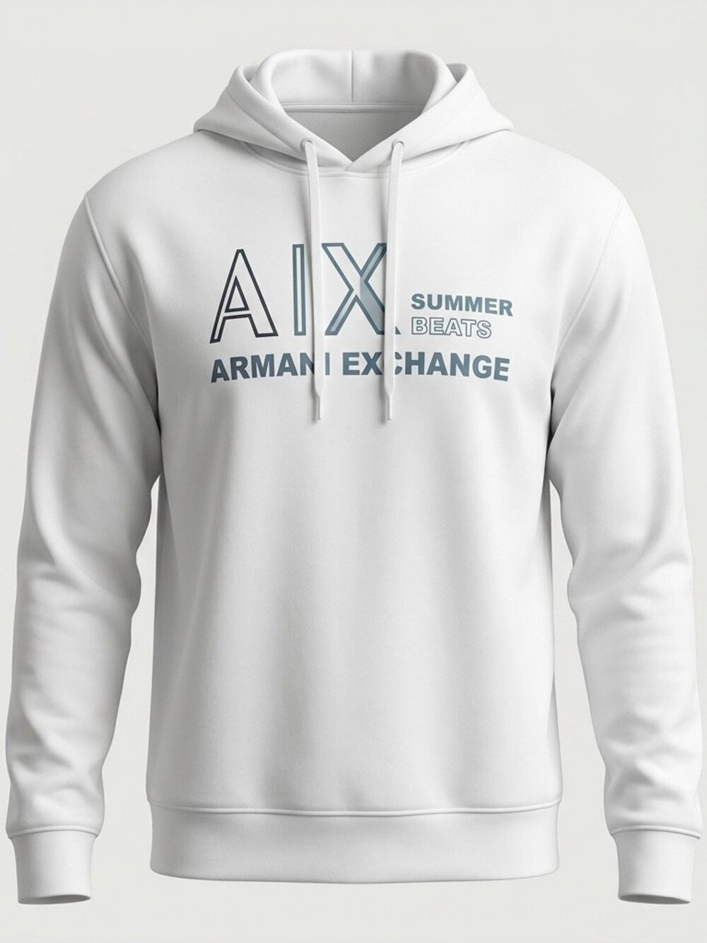 Armani Exchange White Summer Beats Hoodie Size L NWT